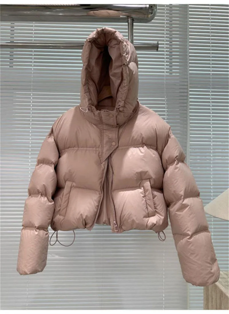 Autumn Winter Casual Parkas Women Fashion Down Cotton Jacket with Hood Warm Oversize Thick Solid Short Puffer Outwear Female