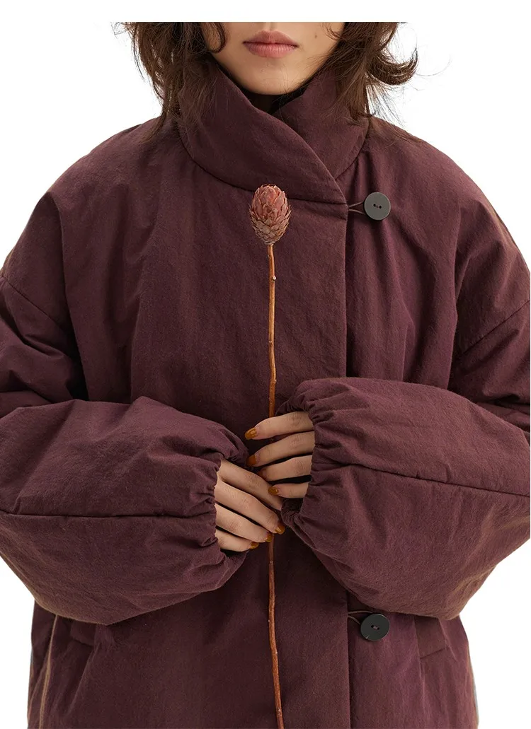 3m Thinsulate Cotton~New Chinese-Style Asymmetrical Cotton Jacket, Niche Stand-Collar Cotton Coat, Women's Winter New Product