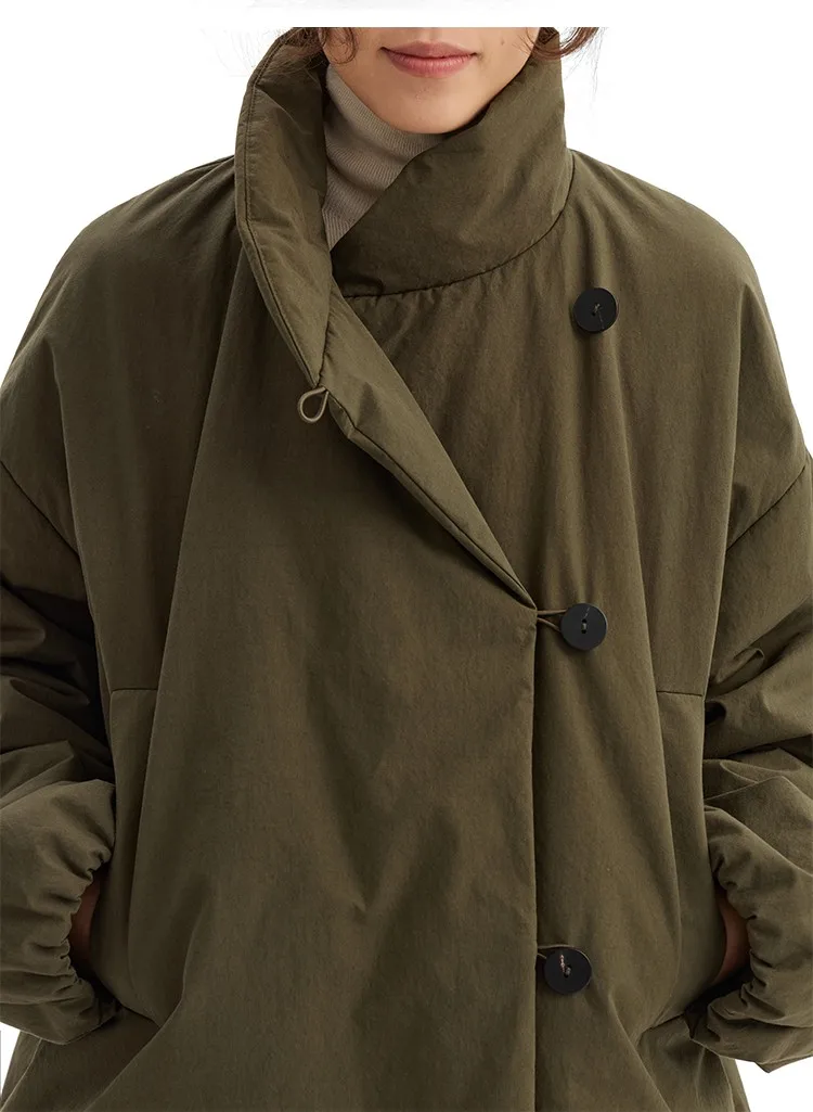 3m Thinsulate Cotton~New Chinese-Style Asymmetrical Cotton Jacket, Niche Stand-Collar Cotton Coat, Women's Winter New Product