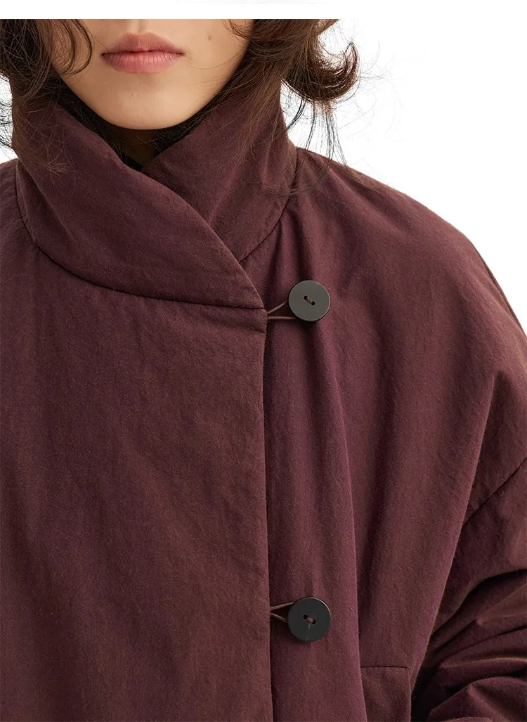 3m Thinsulate Cotton~New Chinese-Style Asymmetrical Cotton Jacket, Niche Stand-Collar Cotton Coat, Women's Winter New Product
