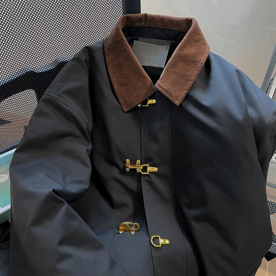 Y2k Long Sleeve Thicked Warm Jacket Tops Fashion Vintage Corduroy Cotton Coat Women Spring and Autumn New Lapel Neck Jackets