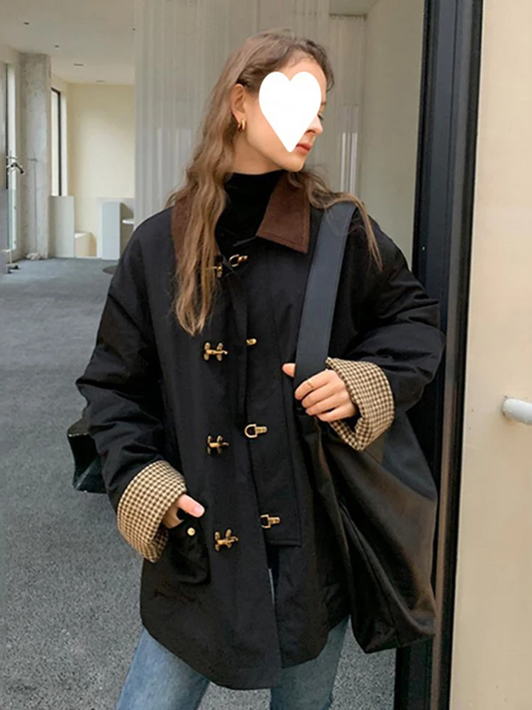 Y2k Long Sleeve Thicked Warm Jacket Tops Fashion Vintage Corduroy Cotton Coat Women Spring and Autumn New Lapel Neck Jackets