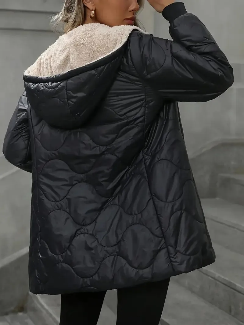 2025 American European New Fashion Women's Color-coded Casual Trendy Loose Hooded Zipper Loose Parkas Female Coats Clothes Tops