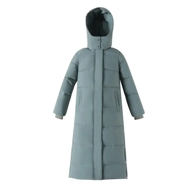 Cotton Coat Long Parka Coat Jacket Women 2024 Autumn Winter Thick Warm Coats Woven Block Trend Hooded White Down Parkas