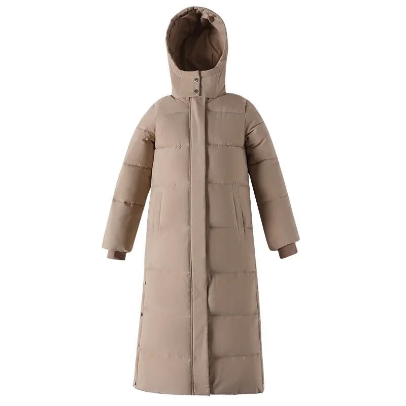 Cotton Coat Long Parka Coat Jacket Women 2024 Autumn Winter Thick Warm Coats Woven Block Trend Hooded White Down Parkas