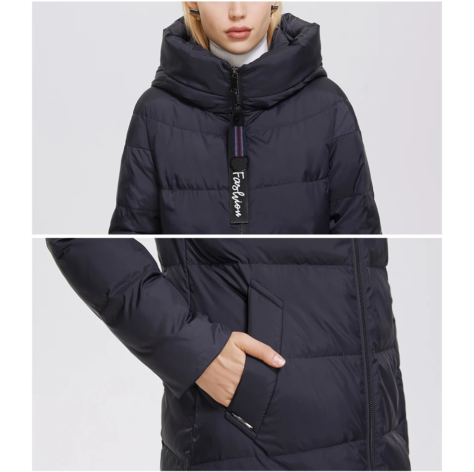 MIEGOFCE Super Long Cotton Parka Women Stand Collar Zipper Windproof Warm Winter Coat Casual Daily Outerwear D21679