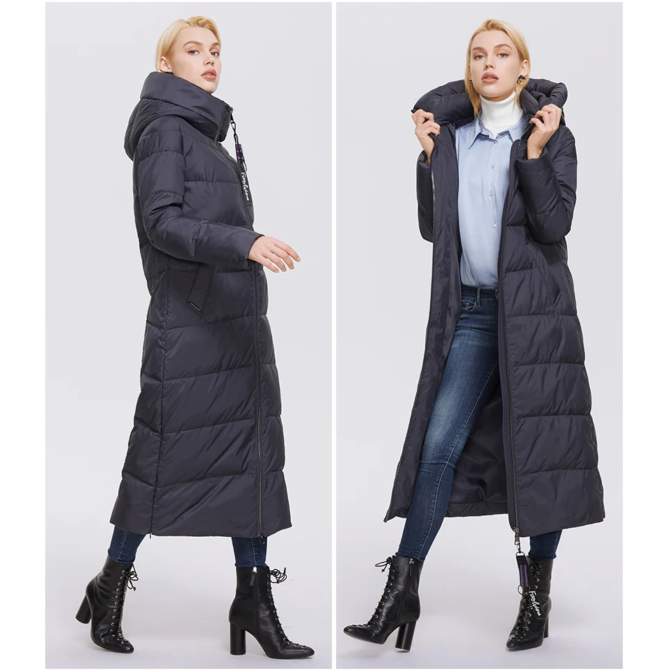 MIEGOFCE Super Long Cotton Parka Women Stand Collar Zipper Windproof Warm Winter Coat Casual Daily Outerwear D21679