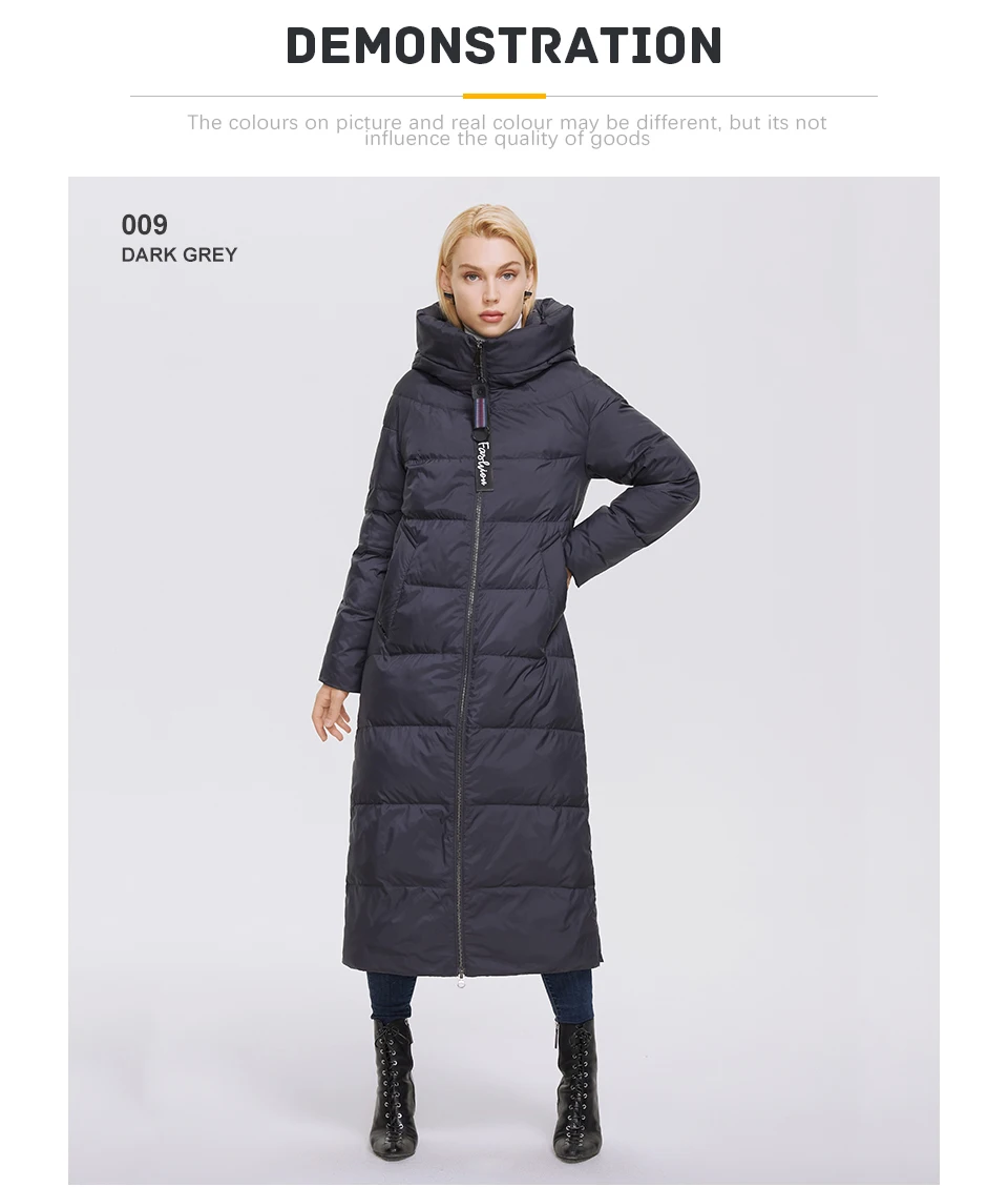 MIEGOFCE Super Long Cotton Parka Women Stand Collar Zipper Windproof Warm Winter Coat Casual Daily Outerwear D21679