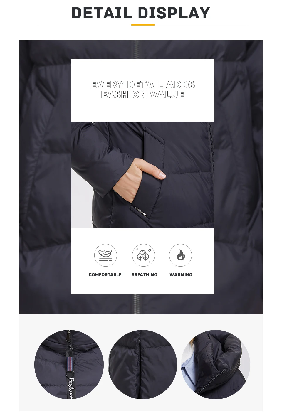 MIEGOFCE Super Long Cotton Parka Women Stand Collar Zipper Windproof Warm Winter Coat Casual Daily Outerwear D21679