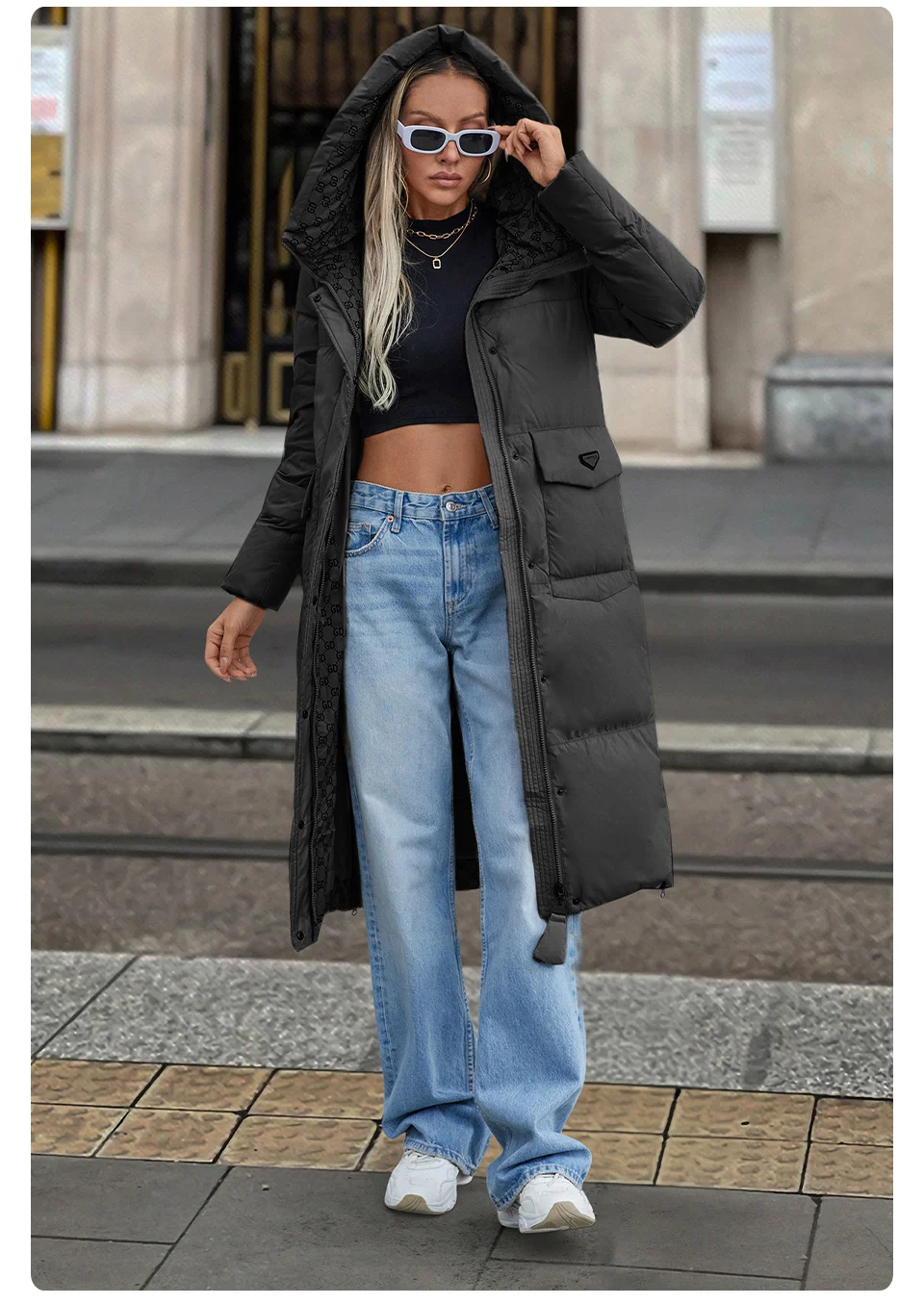 GASMAN 2024 New Women's Down Jacket Fashion high street Long Big pocket Women coat brand warm quilted coats parkas 83380