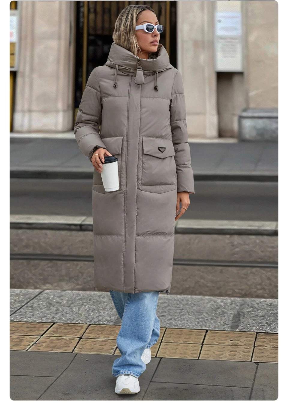 GASMAN 2024 New Women's Down Jacket Fashion high street Long Big pocket Women coat brand warm quilted coats parkas 83380
