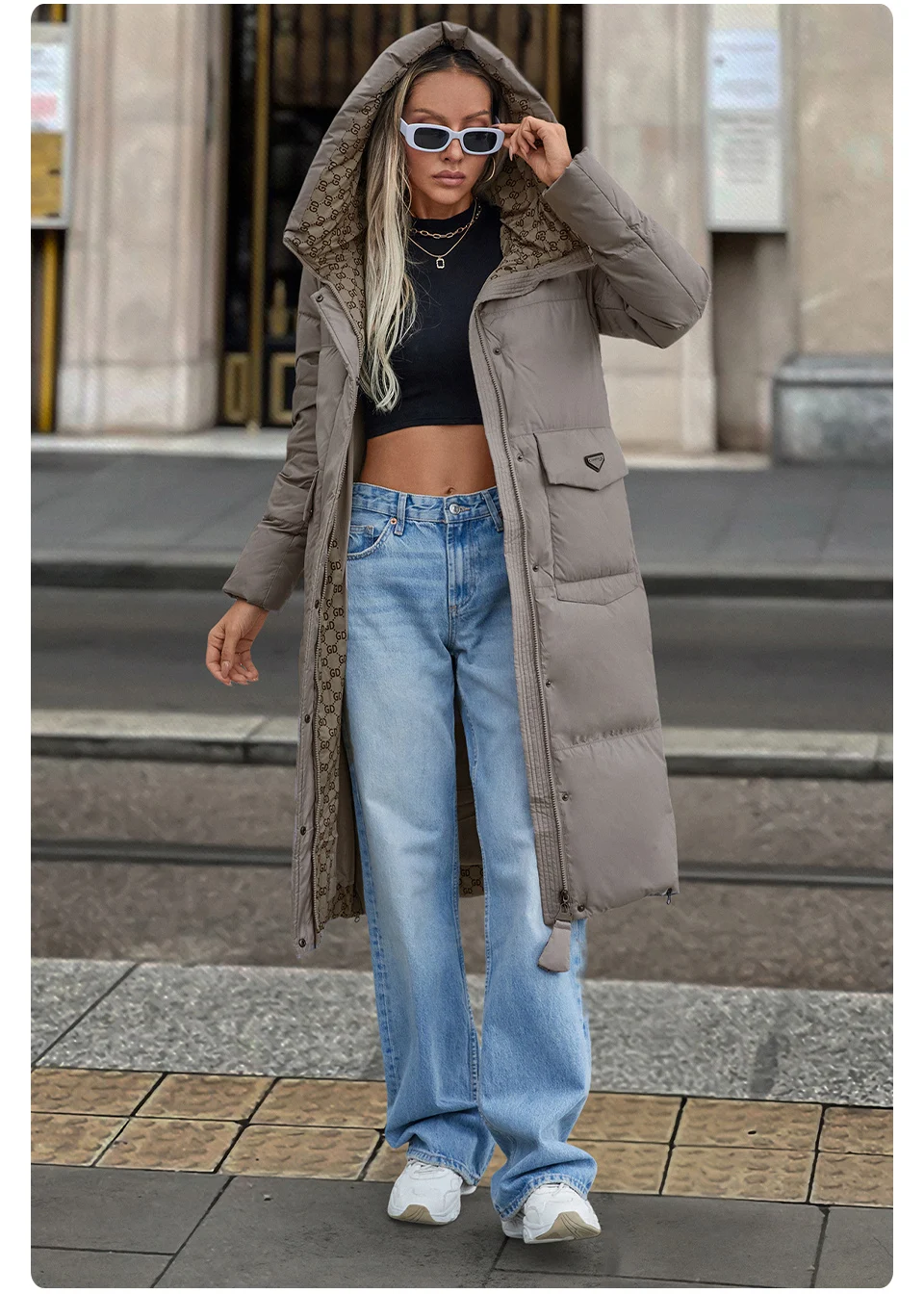 GASMAN 2024 New Women's Down Jacket Fashion high street Long Big pocket Women coat brand warm quilted coats parkas 83380