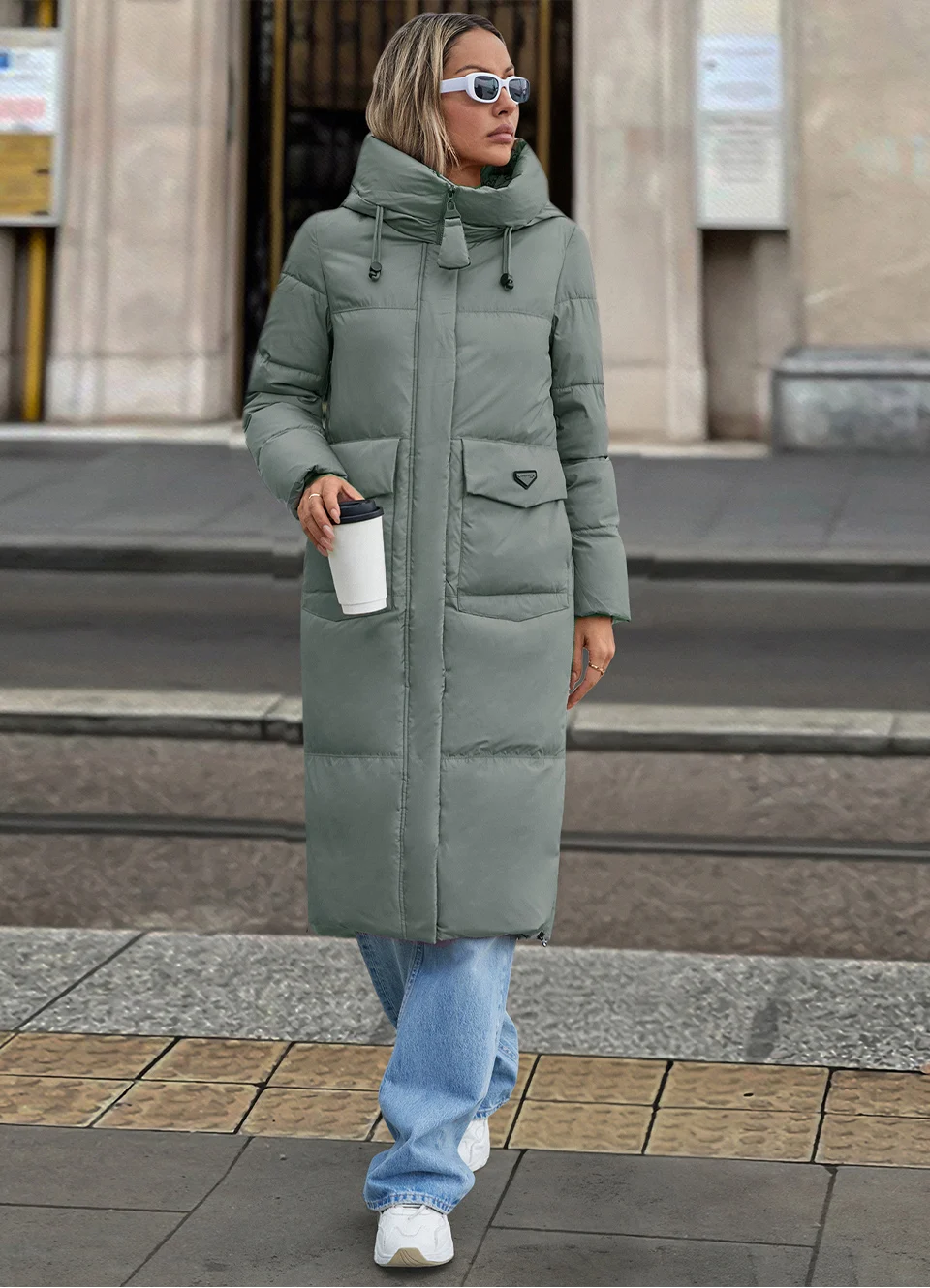 GASMAN 2024 New Women's Down Jacket Fashion high street Long Big pocket Women coat brand warm quilted coats parkas 83380