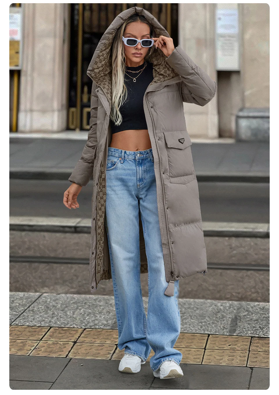 GASMAN 2024 New Women's Down Jacket Fashion high street Long Big pocket Women coat brand warm quilted coats parkas 83380
