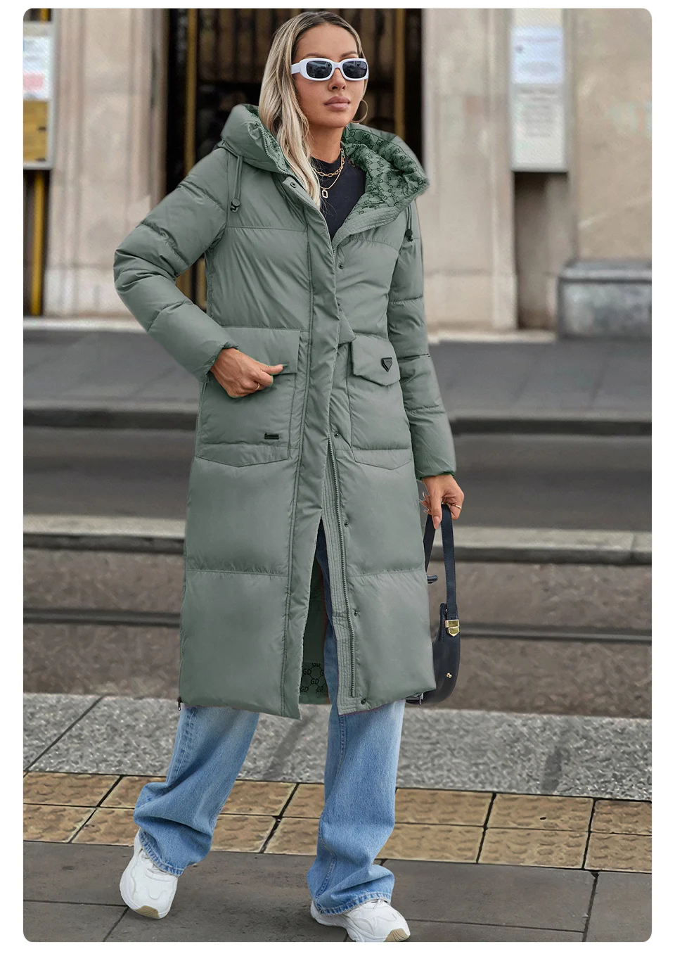 GASMAN 2024 New Women's Down Jacket Fashion high street Long Big pocket Women coat brand warm quilted coats parkas 83380