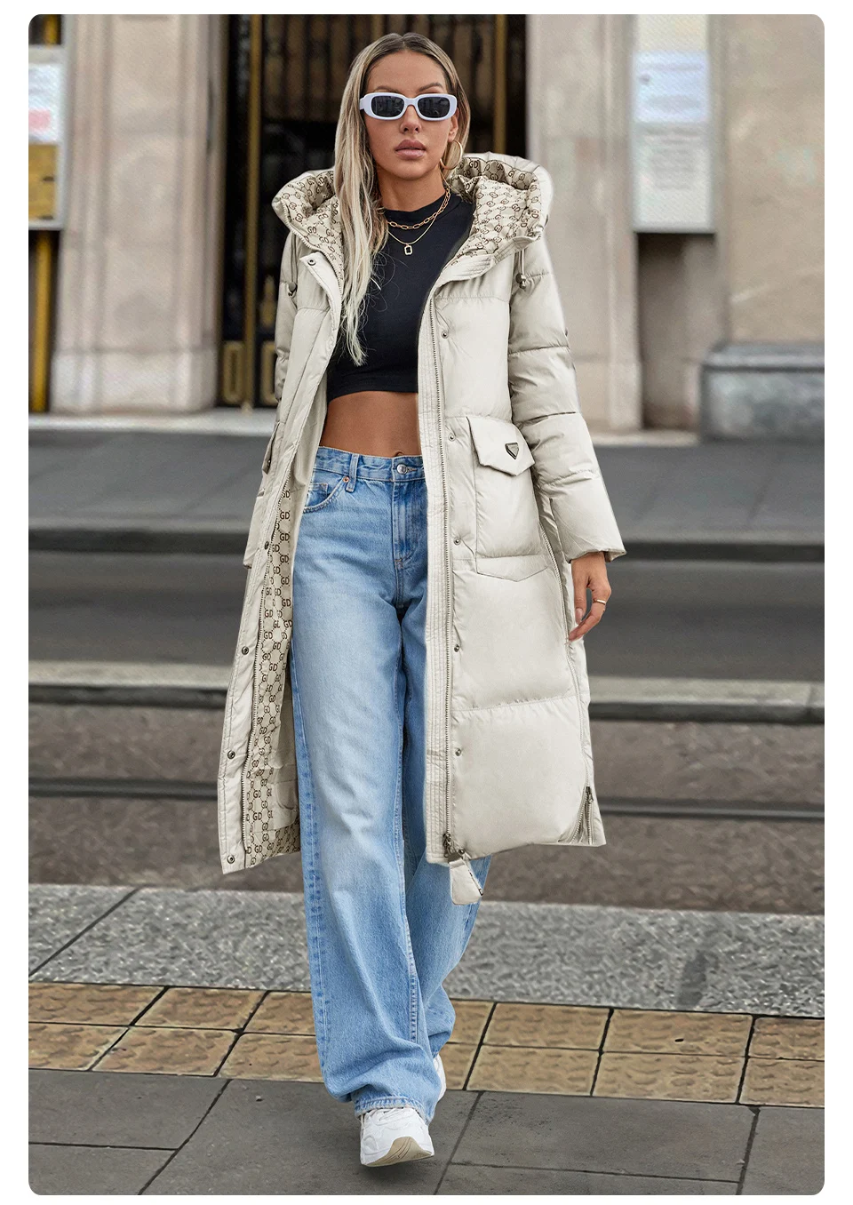 GASMAN 2024 New Women's Down Jacket Fashion high street Long Big pocket Women coat brand warm quilted coats parkas 83380