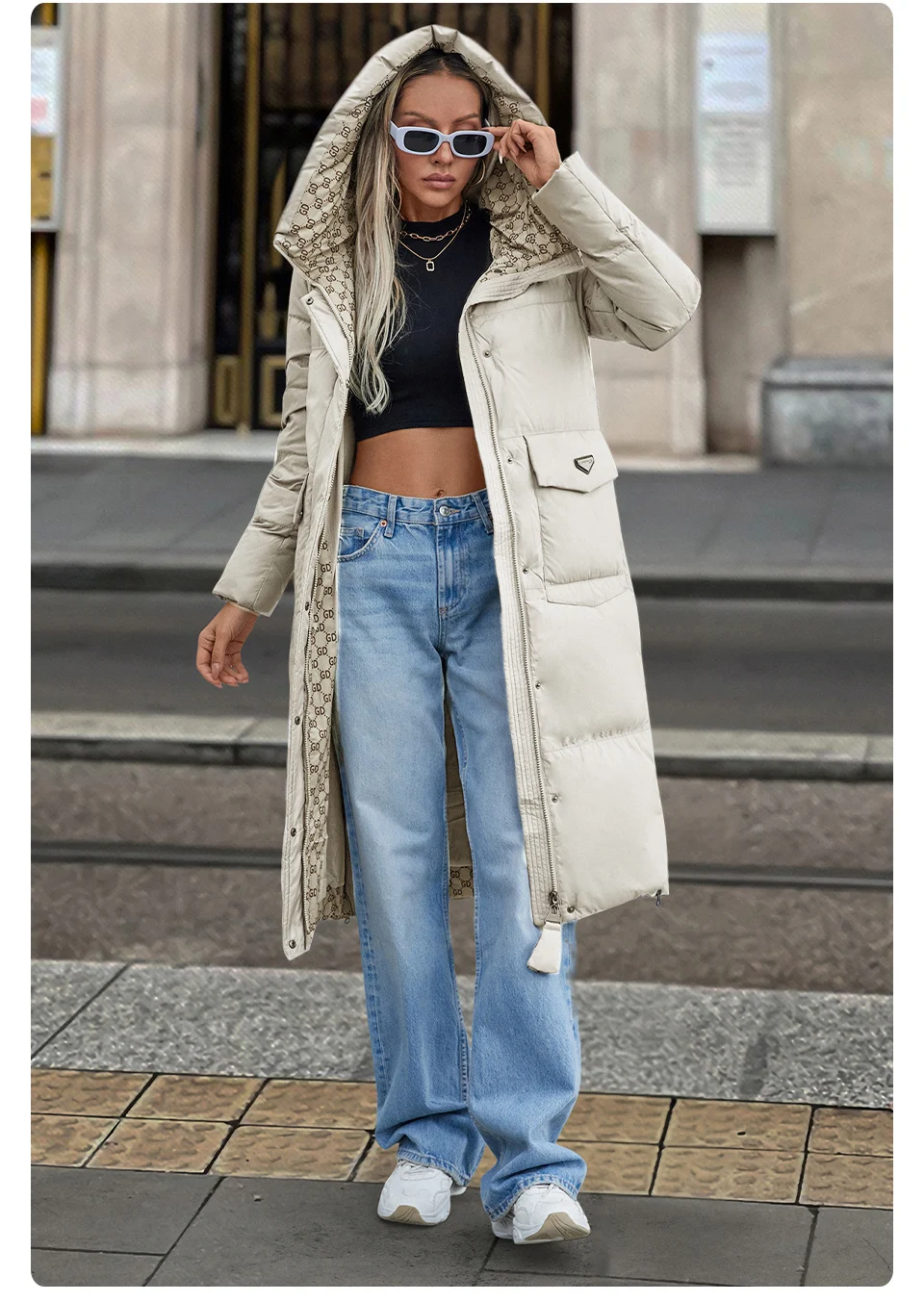 GASMAN 2024 New Women's Down Jacket Fashion high street Long Big pocket Women coat brand warm quilted coats parkas 83380