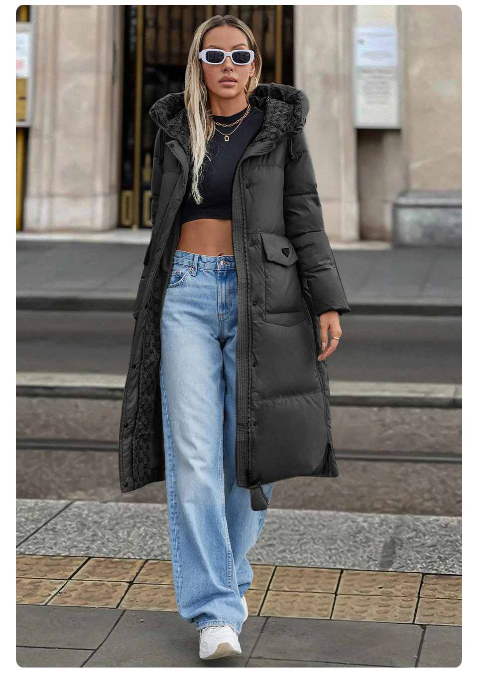 GASMAN 2024 New Women's Down Jacket Fashion high street Long Big pocket Women coat brand warm quilted coats parkas 83380