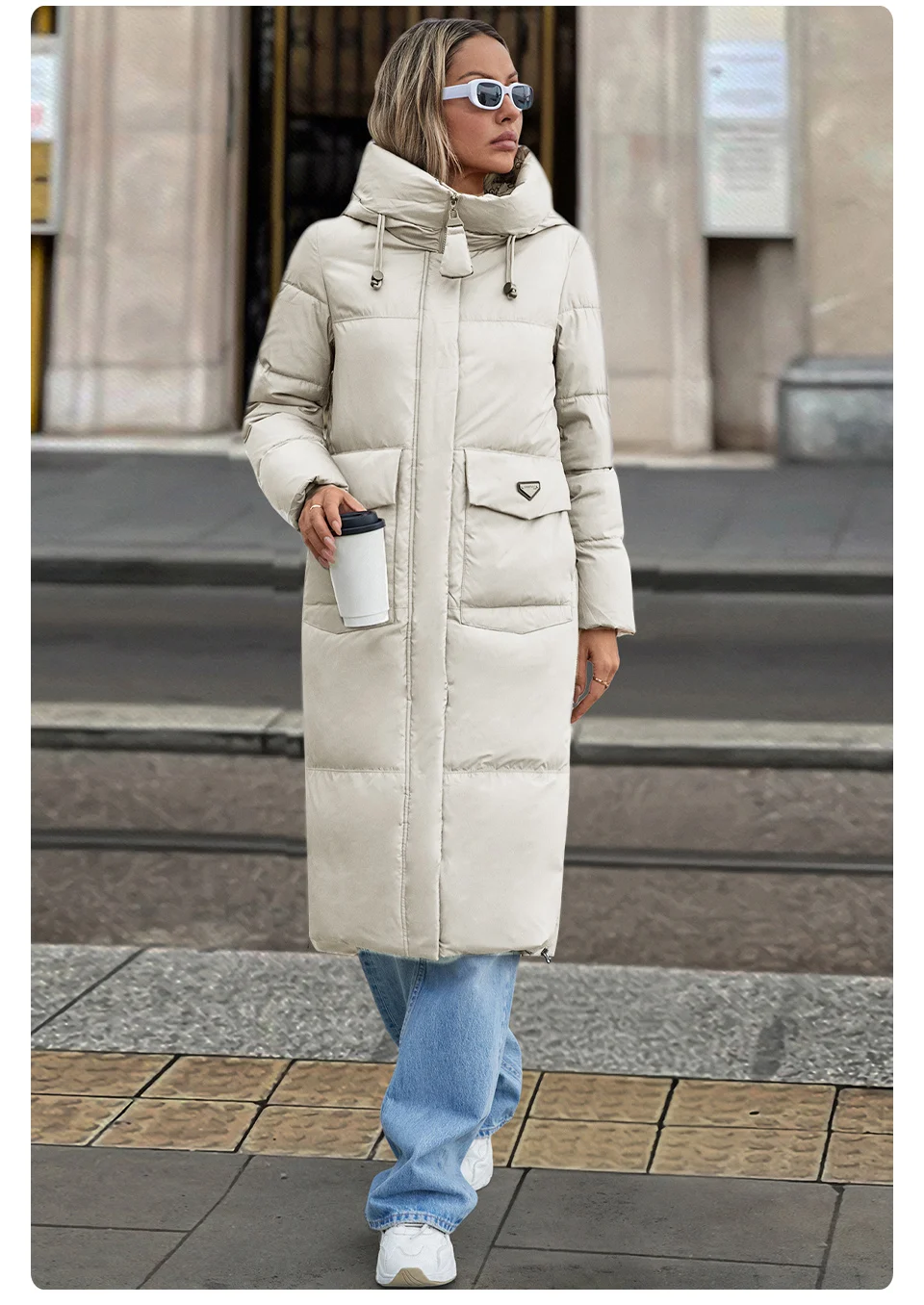 GASMAN 2024 New Women's Down Jacket Fashion high street Long Big pocket Women coat brand warm quilted coats parkas 83380