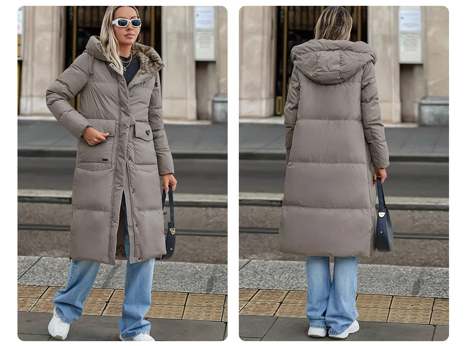 GASMAN 2024 New Women's Down Jacket Fashion high street Long Big pocket Women coat brand warm quilted coats parkas 83380