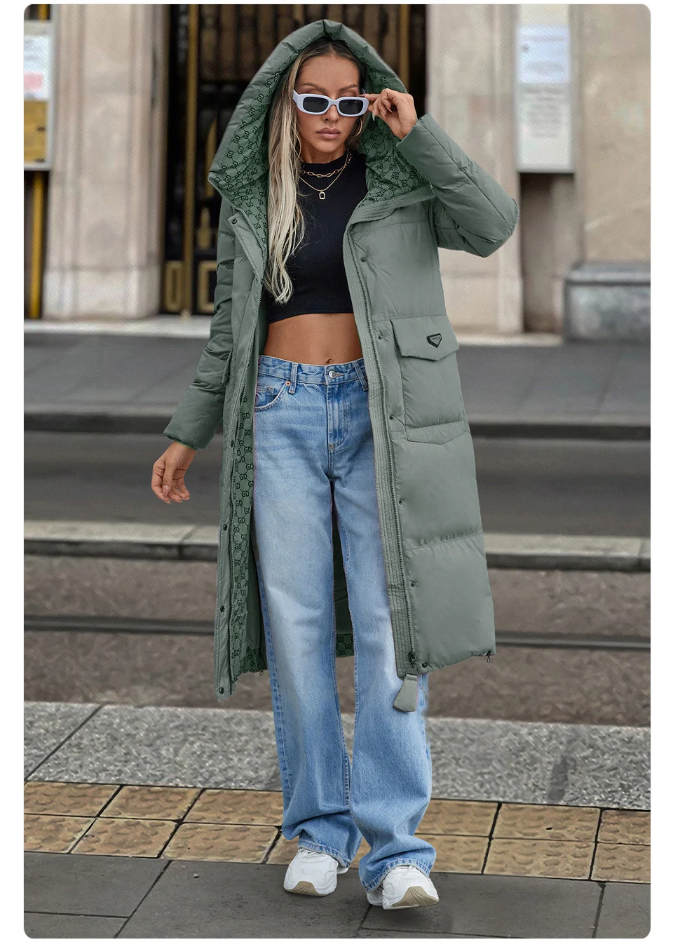GASMAN 2024 New Women's Down Jacket Fashion high street Long Big pocket Women coat brand warm quilted coats parkas 83380