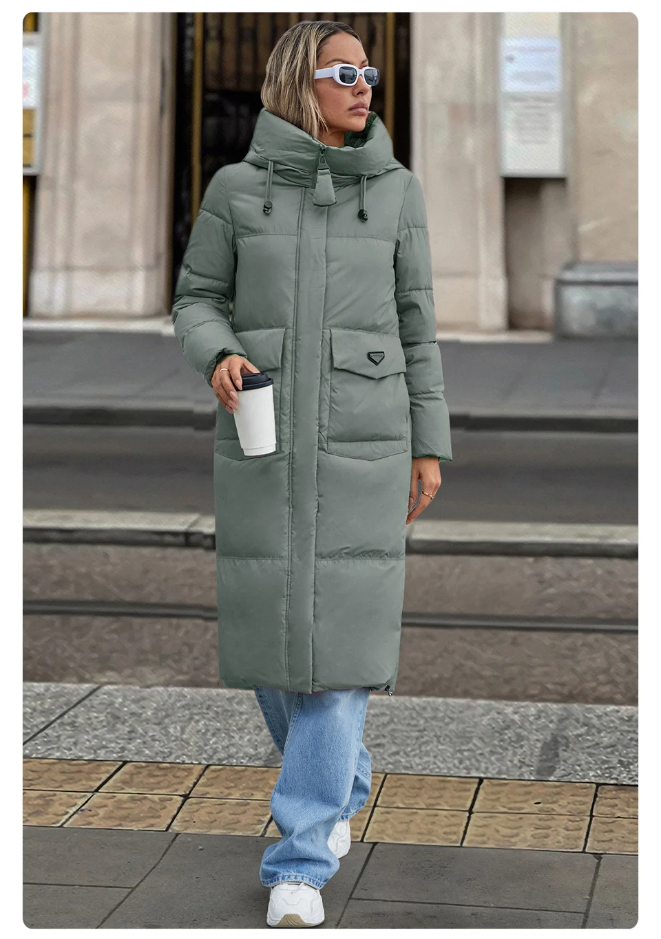 GASMAN 2024 New Women's Down Jacket Fashion high street Long Big pocket Women coat brand warm quilted coats parkas 83380