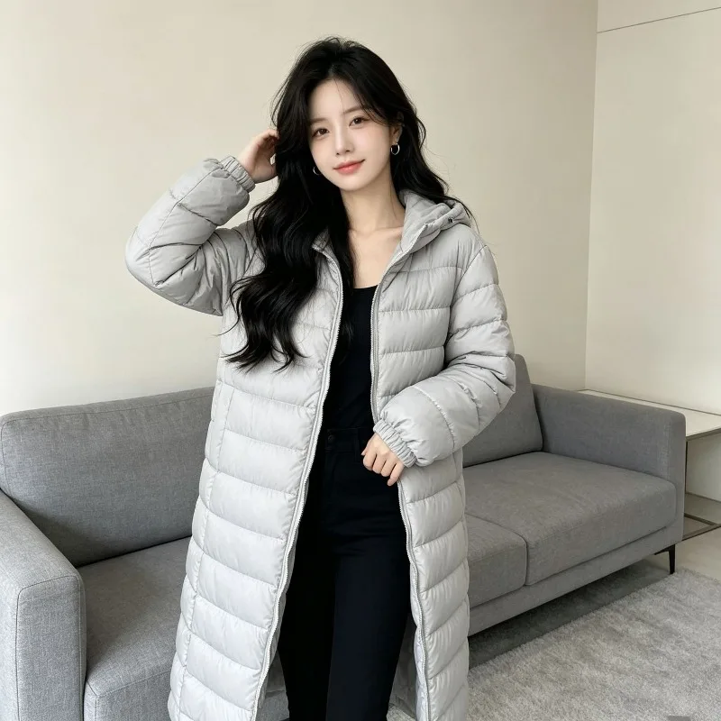 Hooded Women's Autumn Winter Coats Quilted Padded Cotton Fill Solid Color Pockets Windproof Warm Parkas Loose Fit Outer Garment