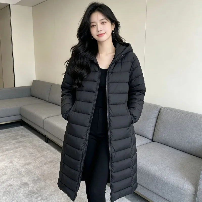 Hooded Women's Autumn Winter Coats Quilted Padded Cotton Fill Solid Color Pockets Windproof Warm Parkas Loose Fit Outer Garment
