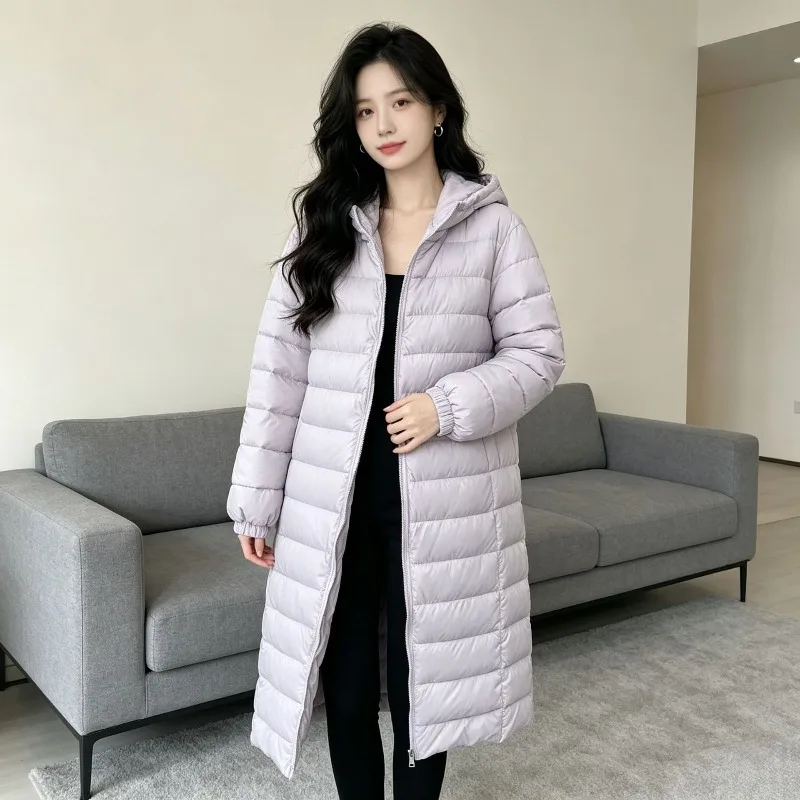 Hooded Women's Autumn Winter Coats Quilted Padded Cotton Fill Solid Color Pockets Windproof Warm Parkas Loose Fit Outer Garment