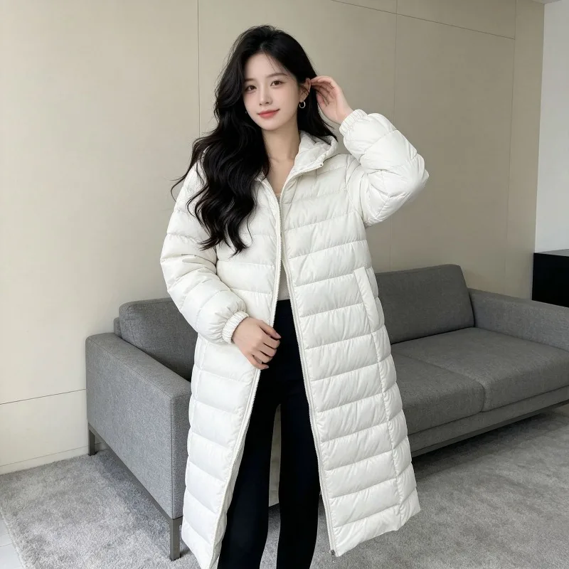 Hooded Women's Autumn Winter Coats Quilted Padded Cotton Fill Solid Color Pockets Windproof Warm Parkas Loose Fit Outer Garment