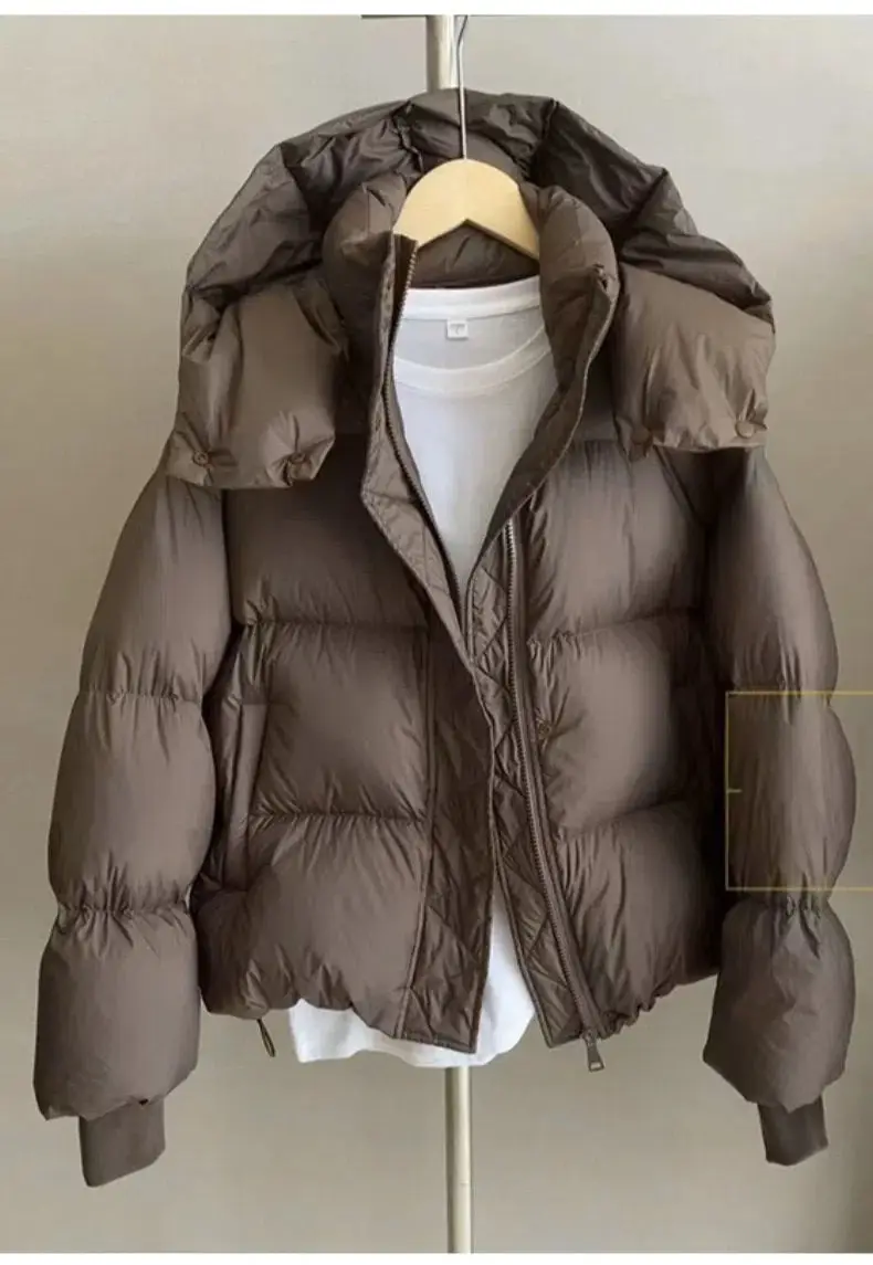 2025 New Winter  Puffer Jacket Women Fashion Hooded Down Cotton Overcoat Female Loose Casual Warm Parkas Outerwear