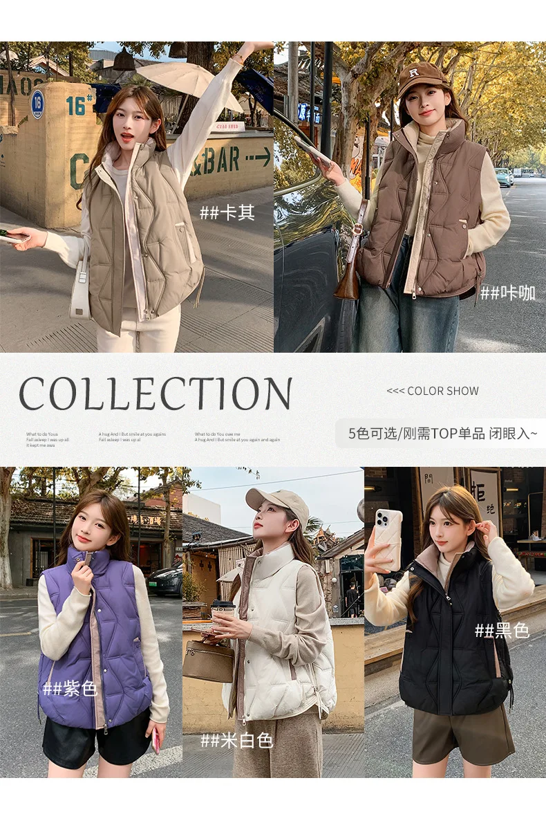Stand Collar Quilted Puffer Vest Women Sleeveless Gilet Drawstring Hem Side Pockets Relaxed Silhouette Daily Outerwear Trendy