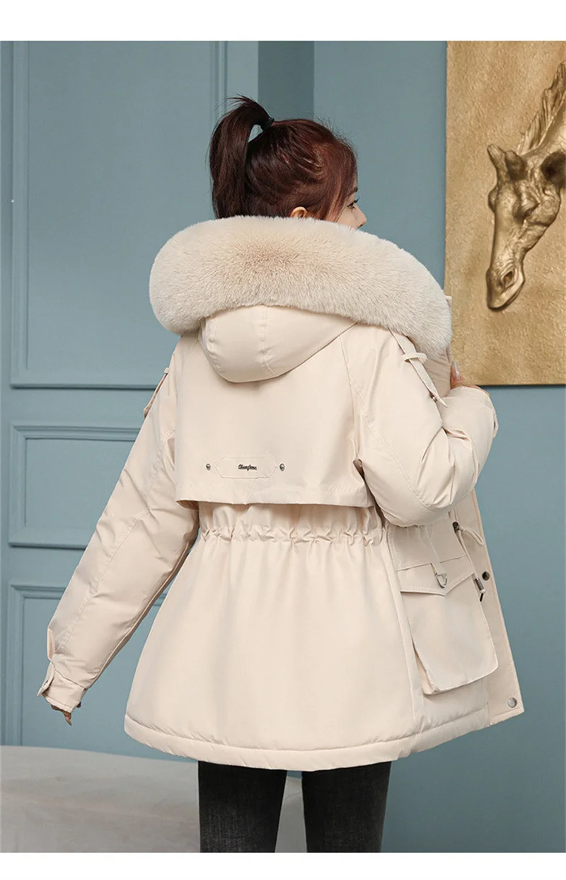 New Winter Jacket Women Parka Fashion Long Coat Wool Liner Hooded Parkas Slim With Fur Collar Warm Snow Wear Padded Clothes