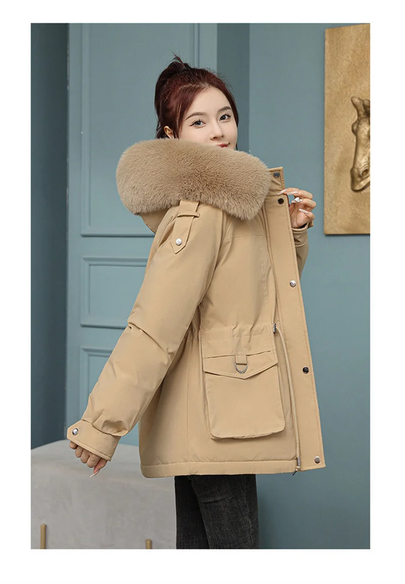 New Winter Jacket Women Parka Fashion Long Coat Wool Liner Hooded Parkas Slim With Fur Collar Warm Snow Wear Padded Clothes