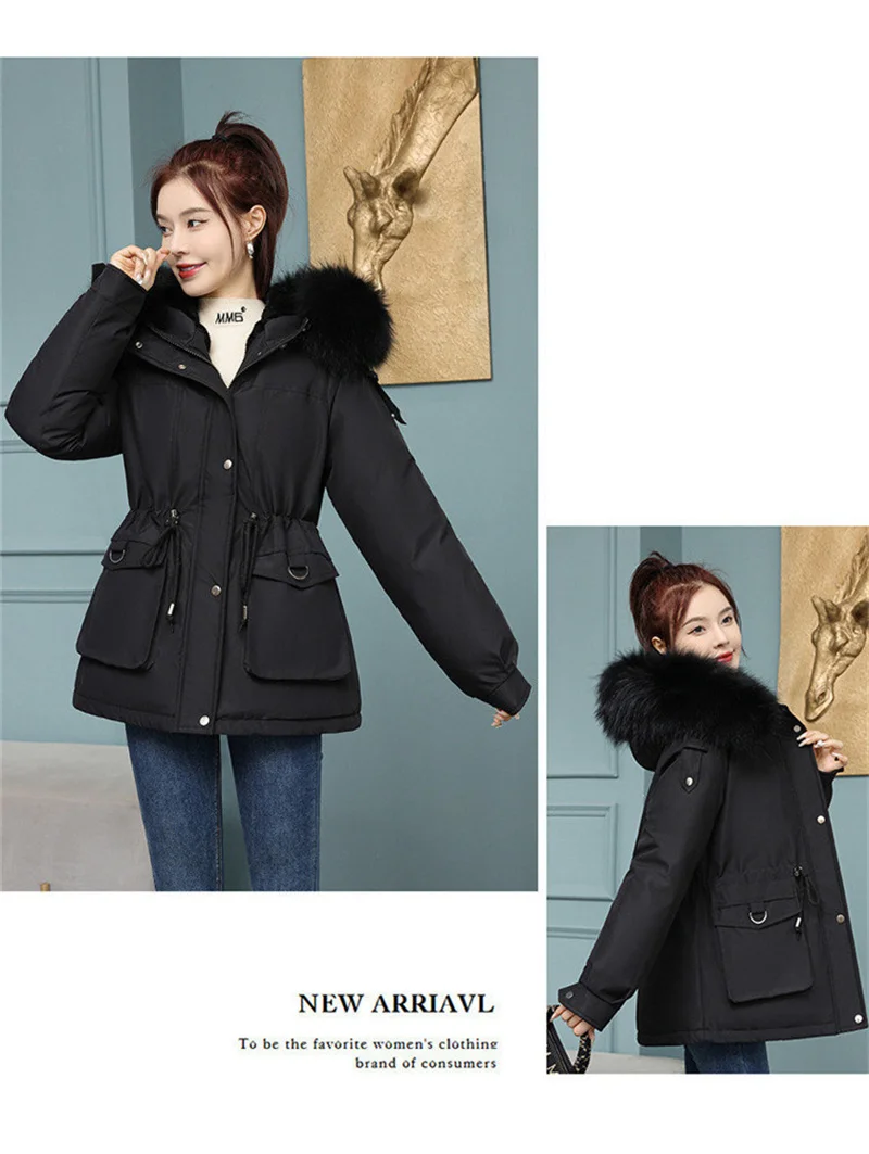 New Winter Jacket Women Parka Fashion Long Coat Wool Liner Hooded Parkas Slim With Fur Collar Warm Snow Wear Padded Clothes