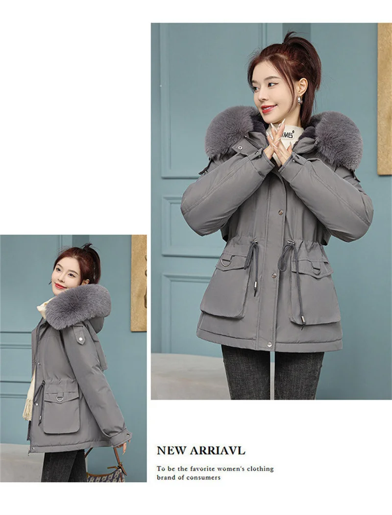 New Winter Jacket Women Parka Fashion Long Coat Wool Liner Hooded Parkas Slim With Fur Collar Warm Snow Wear Padded Clothes