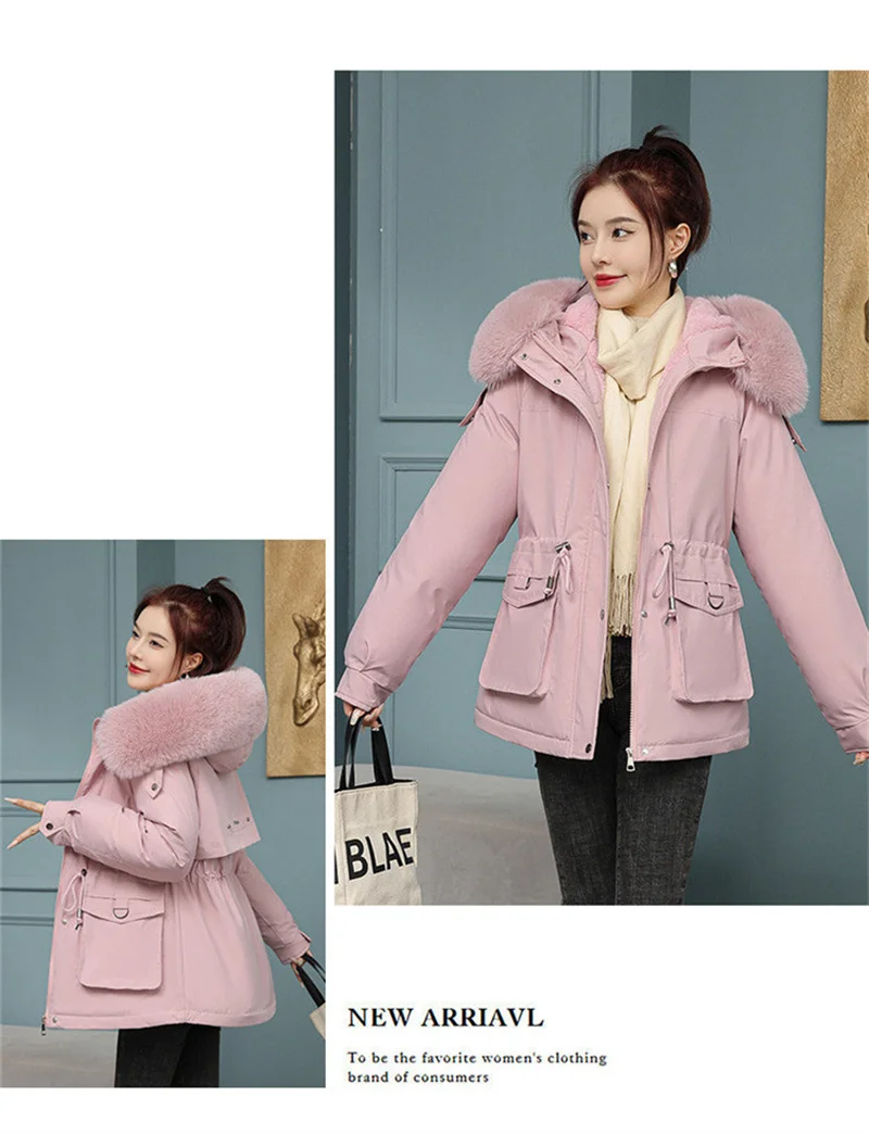 New Winter Jacket Women Parka Fashion Long Coat Wool Liner Hooded Parkas Slim With Fur Collar Warm Snow Wear Padded Clothes