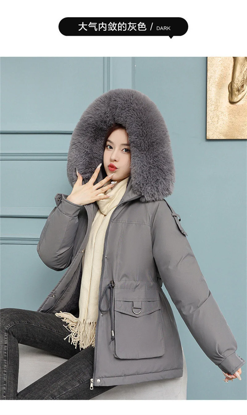New Winter Jacket Women Parka Fashion Long Coat Wool Liner Hooded Parkas Slim With Fur Collar Warm Snow Wear Padded Clothes