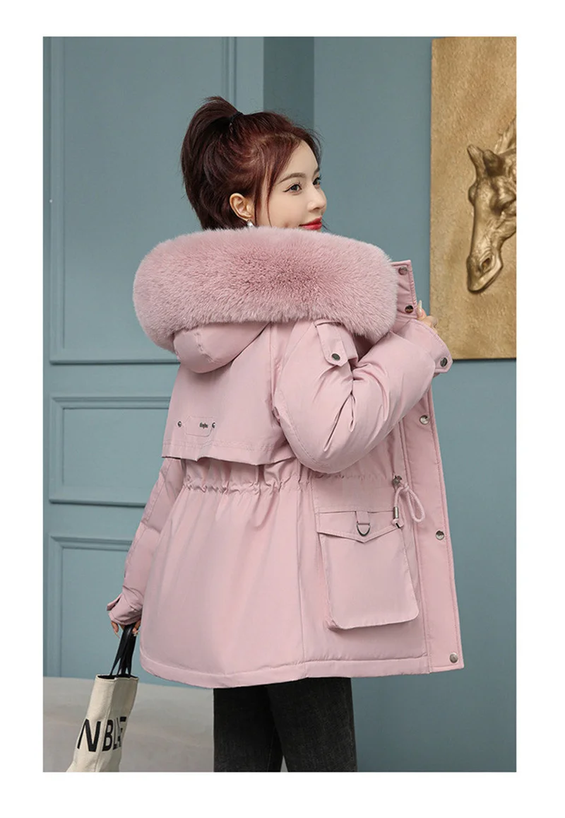 New Winter Jacket Women Parka Fashion Long Coat Wool Liner Hooded Parkas Slim With Fur Collar Warm Snow Wear Padded Clothes