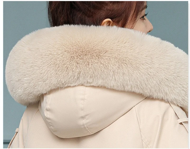 New Winter Jacket Women Parka Fashion Long Coat Wool Liner Hooded Parkas Slim With Fur Collar Warm Snow Wear Padded Clothes