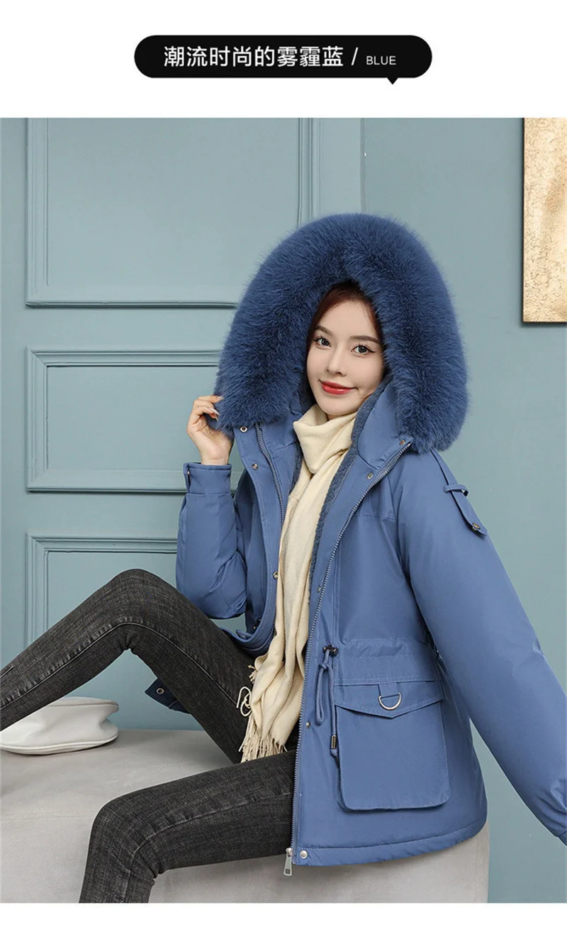New Winter Jacket Women Parka Fashion Long Coat Wool Liner Hooded Parkas Slim With Fur Collar Warm Snow Wear Padded Clothes