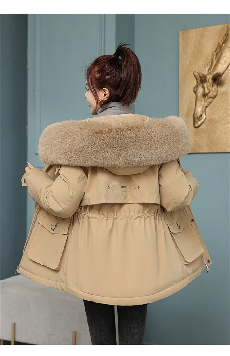 New Winter Jacket Women Parka Fashion Long Coat Wool Liner Hooded Parkas Slim With Fur Collar Warm Snow Wear Padded Clothes