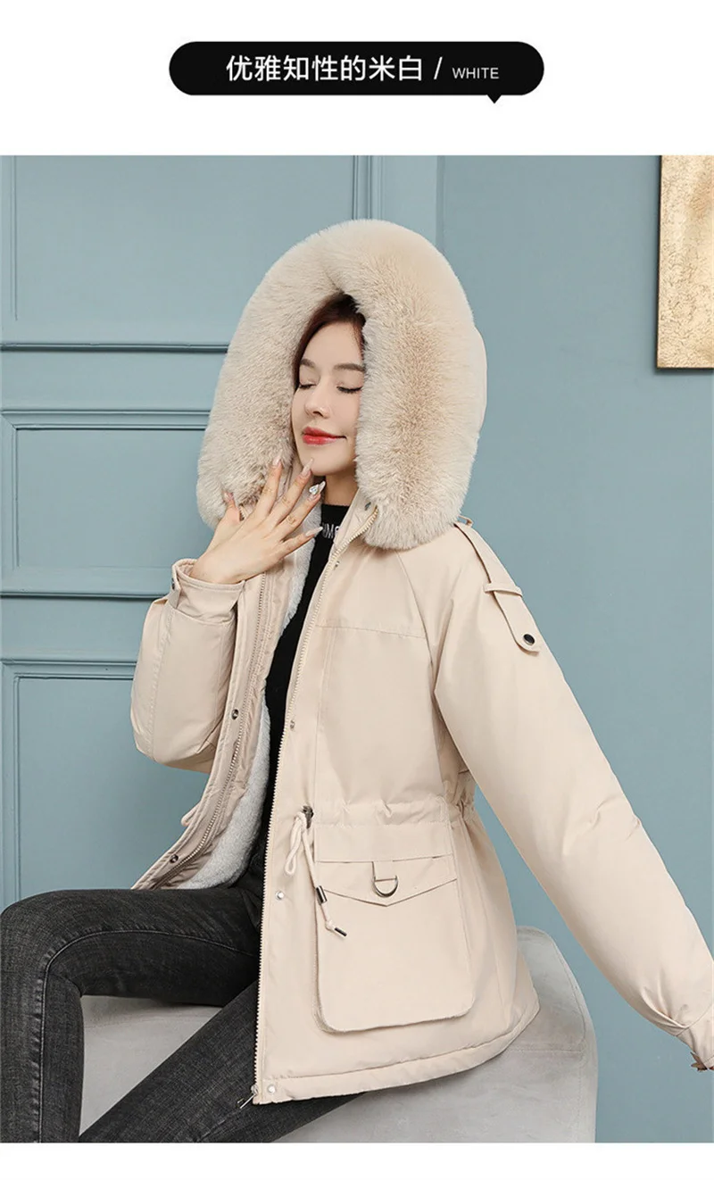New Winter Jacket Women Parka Fashion Long Coat Wool Liner Hooded Parkas Slim With Fur Collar Warm Snow Wear Padded Clothes