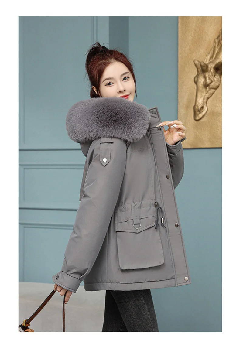 New Winter Jacket Women Parka Fashion Long Coat Wool Liner Hooded Parkas Slim With Fur Collar Warm Snow Wear Padded Clothes
