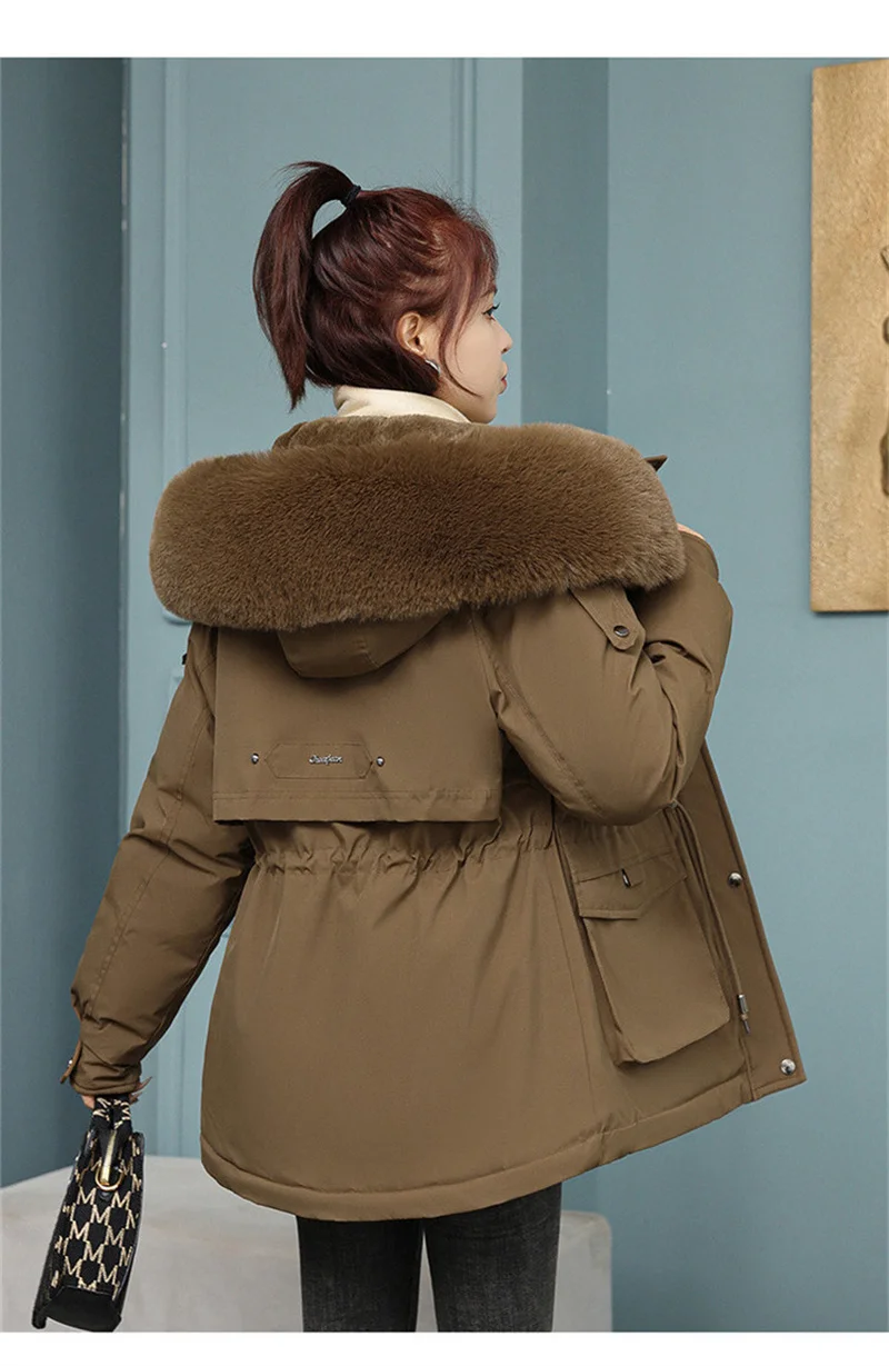 New Winter Jacket Women Parka Fashion Long Coat Wool Liner Hooded Parkas Slim With Fur Collar Warm Snow Wear Padded Clothes