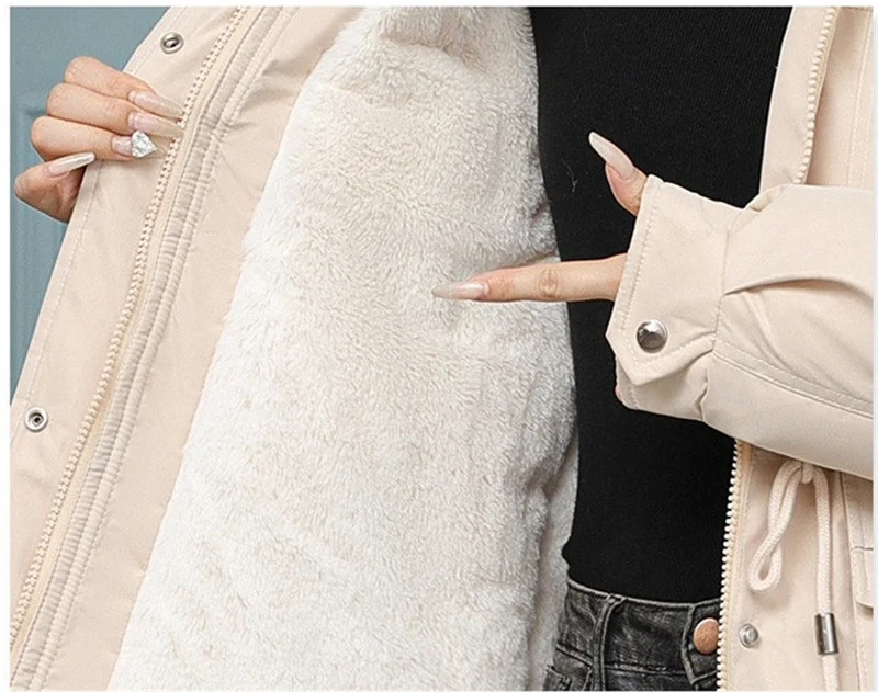 New Winter Jacket Women Parka Fashion Long Coat Wool Liner Hooded Parkas Slim With Fur Collar Warm Snow Wear Padded Clothes