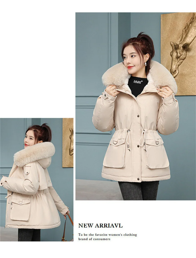 New Winter Jacket Women Parka Fashion Long Coat Wool Liner Hooded Parkas Slim With Fur Collar Warm Snow Wear Padded Clothes