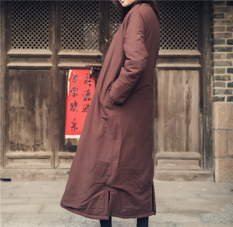Johnature Women Cotton Coats Vintage 2025 Winter New Cotton Linen Parkas Thicken 4 Colour Loose Warm Clothes Robes Casual Coats
