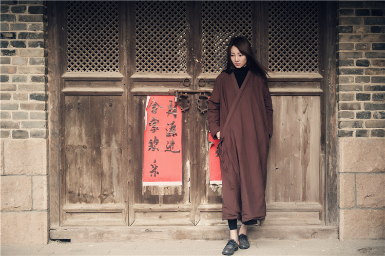Johnature Women Cotton Coats Vintage 2025 Winter New Cotton Linen Parkas Thicken 4 Colour Loose Warm Clothes Robes Casual Coats