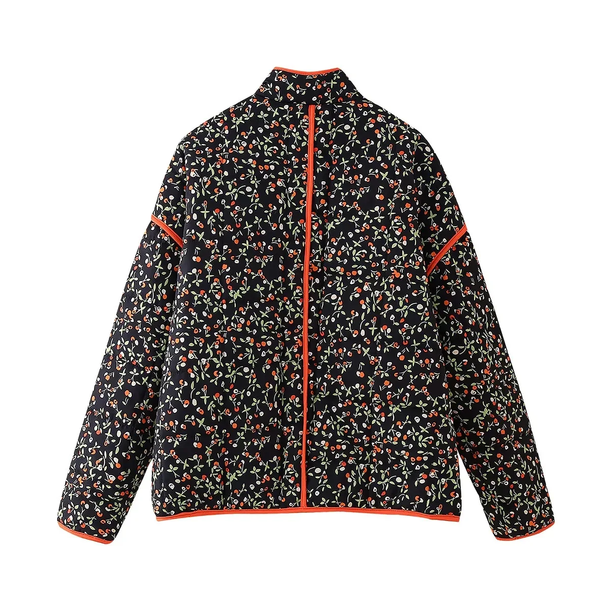 New 2026 Autumn Women's Fashion Reversible Quilted Jacket Vintage Floral Print Long Sleeve Cardigan Coat Chic Woman Streetwear